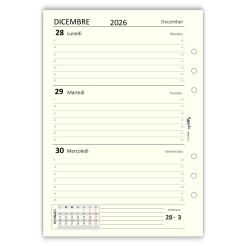Ricambio agenda organizer settimanale BI-LINGUA 2027 15x21cm A5 6fori multilingua avorio 3 2
