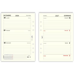 Ricambio agenda organizer settimanale BI-LINGUA 2027 15x21cm A5 6fori multilingua avorio 3