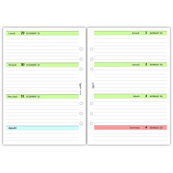 Ricambio agenda organizer settimanale GREEN 2027 15x21cm A5 90gr 6fori 9