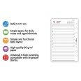 Ricambio Organizer Giornaliero 2027 in Inglese, 9x17 cm, 6 Fori, Carta 80 g/m², Layout Giornaliero 2