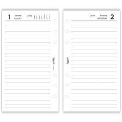 Ricambio Organizer Giornaliero 2027 in Inglese, 9x17 cm, 6 Fori, Carta 80 g/m², Layout Giornaliero 5