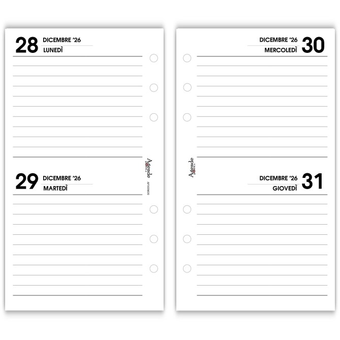 Ricambio Organizer Bi-Giornaliero a Righe 2027, 2 Giorni per Pagina, 6 Fori, 9x17 cm, Carta 80g 4