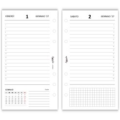 Ricambio Agenda Giornaliera a Righe 2027, 9,5x17 cm, 6 Fori, Carta 80gr, Bianco 5