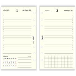 Ricambio Agenda Giornaliera a Righe 2027, 9,5x17 cm, 6 Fori, Carta 80gr, Avorio 4