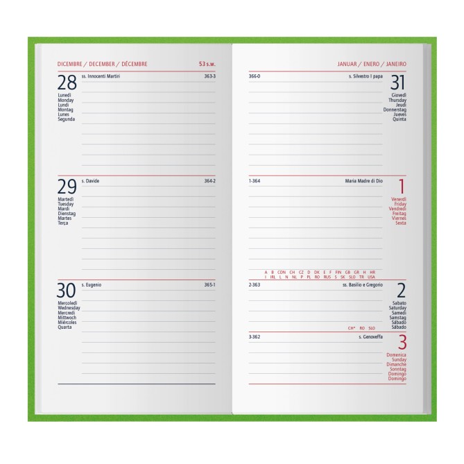 Agenda settimanale tascabile 2027 tessuto 8x15cm multilingua NERO 1