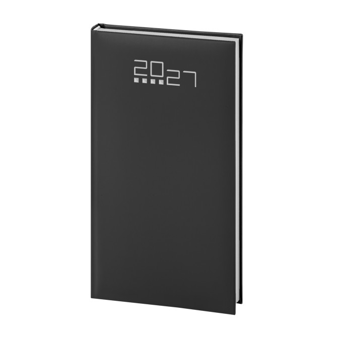 Agenda settimanale tascabile 2027 tessuto 8x15cm multilingua NERO 2