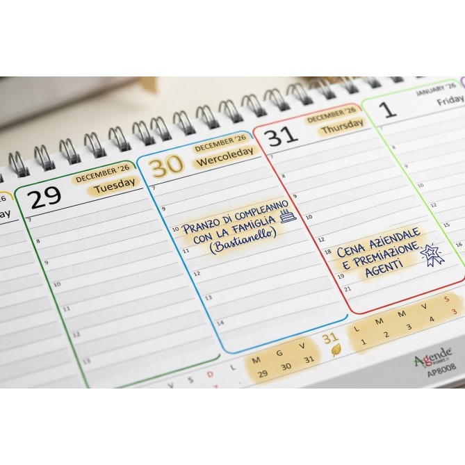 Planning Settimanale 2027 Spiralato INGLESE , A4 21x30cm, 55 Fogli, Orario con Righe Bianche e Grigie 6
