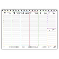 Planning Settimanale colors 2027 Spiralato SPAGNOLO, A4 21x30cm, 55 Fogli, Orario con Righe Bianche e Grigie 2