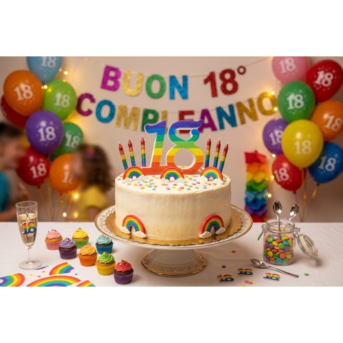 Numero 18 in 3D di Polistirolo stampato ARCOBALENO , 10 cm Altezza, Decorazione per Compleanni e Torte 2