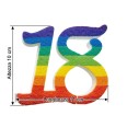 Numero 18 in 3D di Polistirolo stampato ARCOBALENO , 10 cm Altezza, Decorazione per Compleanni e Torte 3
