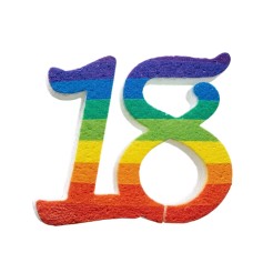 Numero 18 in 3D di Polistirolo stampato ARCOBALENO , 10 cm Altezza, Decorazione per Compleanni e Torte 4