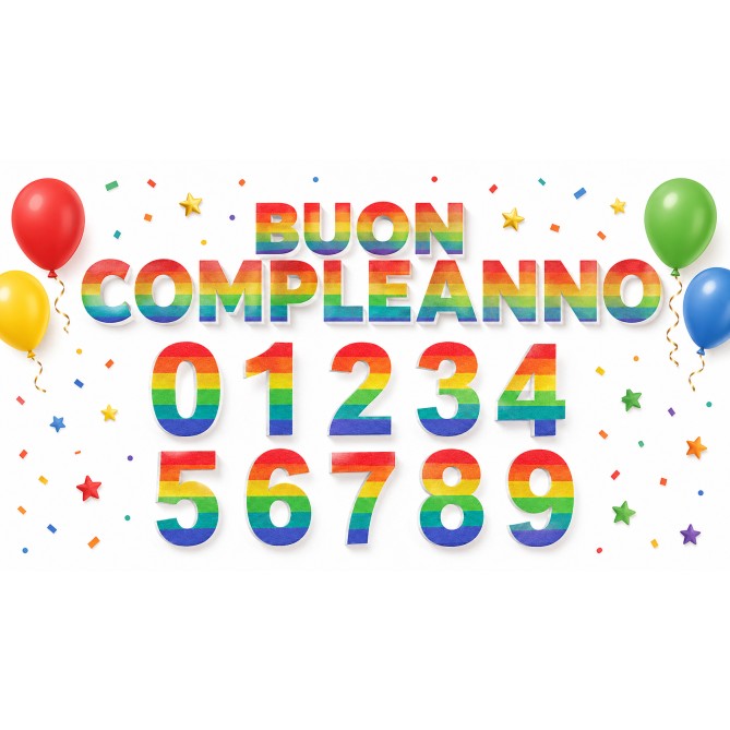 Numero in Polistirolo 3D, Stampa Arcobaleno, Spessore 4 cm, per Feste, Decorazioni e Fiere 24