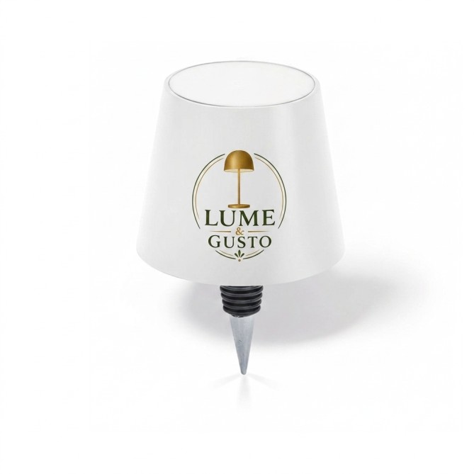 Tappo per Bottiglie a Forma di Lampada PERSONALIZZATA con Illuminazione LED Ricaricabile, Bianco, 13x10,5x10,5 cm 5