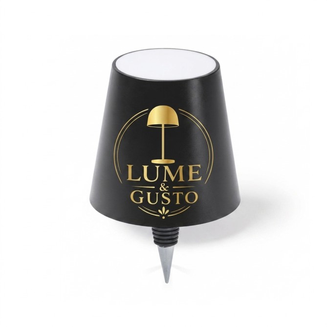 Tappo per Bottiglie a Forma di Lampada PERSONALIZZATA con Illuminazione LED Ricaricabile, nero, 13x10,5x10,5 cm 4