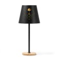 Lampada PERSONALIZZATA da Tavolo LED in Metallo ricaricabile , NERA, 3 Modalità di Illuminazione, Base in Legno, 39x10 cm 1