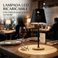 Lampada PERSONALIZZATA da Tavolo LED in Metallo ricaricabile , NERA, 3 Modalità di Illuminazione, Base in Legno, 39x10 cm 2