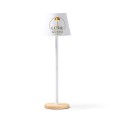 Lampada PERSONALIZZATA da Tavolo LED in Metallo ricaricabile, BIANCA, 3 Modalità di Illuminazione, Base in Legno, 39x10 cm 1