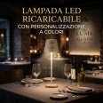Lampada PERSONALIZZATA da Tavolo LED in Metallo ricaricabile, BIANCA, 3 Modalità di Illuminazione, Base in Legno, 39x10 cm 3
