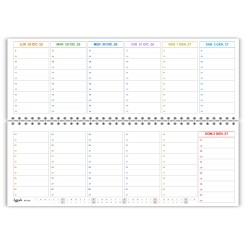 Planning Settimanale COLORS 10x30 Spiralato 2027, Giorni Colorati, Orari con Mezz'ora dalle 9 alle 20 3