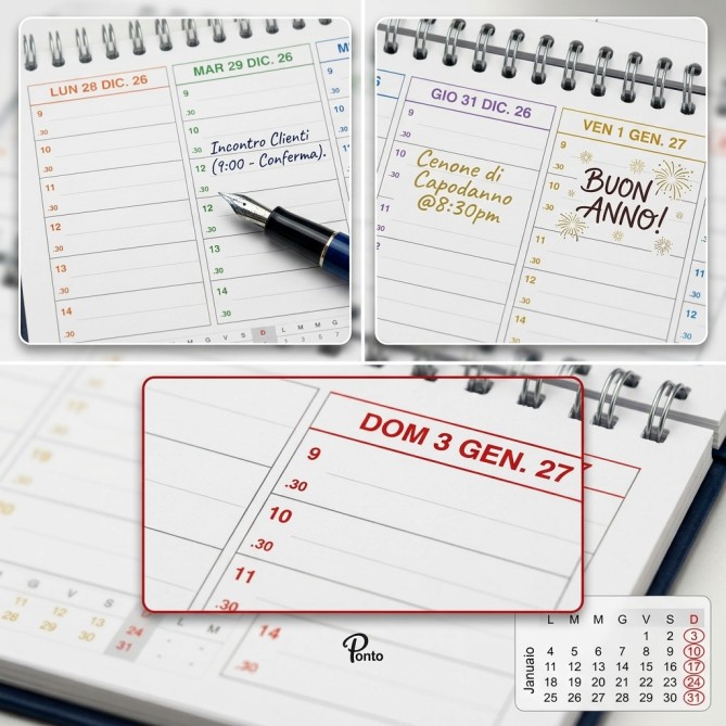Planning Settimanale COLORS 10x30 Spiralato 2027, Giorni Colorati, Orari con Mezz'ora dalle 9 alle 20 5