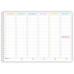 Planning Settimanale 2027 Spiralato, Giorni Colorati, Orari con Mezz'ora, Formato A3 42x30 cm 3