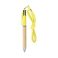Penna 4 colori in plastica e fusto in bamboo con laccio da 40cm - 2 PEZZI 2