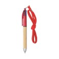 Penna 4 colori in plastica e fusto in bamboo con laccio da 40cm - 2 PEZZI 3