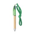 Penna 4 colori in plastica e fusto in bamboo con laccio da 40cm - 2 PEZZI 4