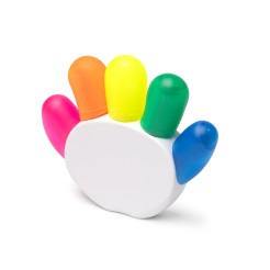 Set di 5 evidenziatori in diversi colori con supporto a forma di mano 1