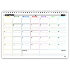 Planning Mensile A4 2027-2028, Agenda Spiralata 21x30cm, 24 Fogli , settimana Colorata 1