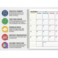 Planning Mensile A4 2027-2028 INGLESE, Agenda Spiralata 21x30cm, 24 Fogli , settimana Colorata 5