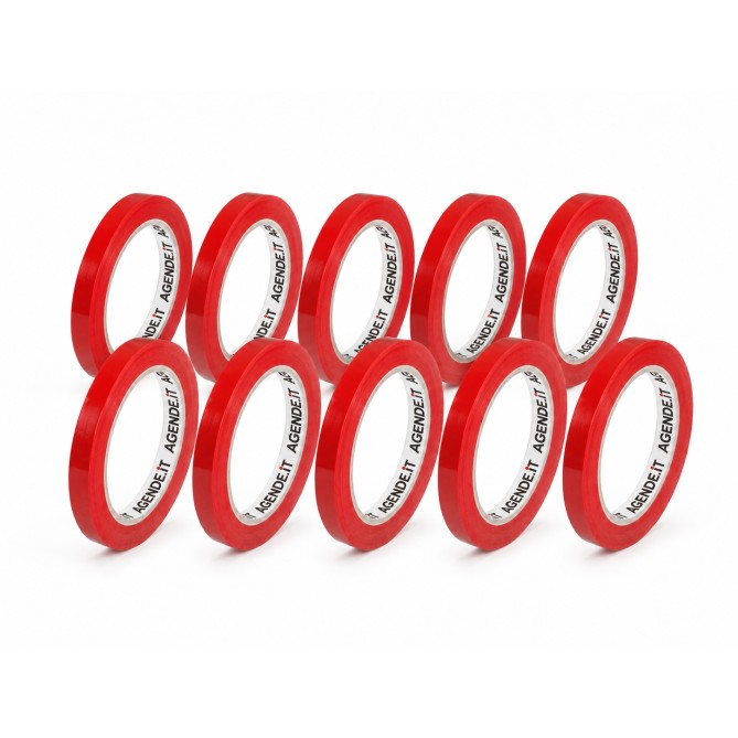 Nastro Adesivo per Sigillatrice Sacchetti, Rosso, 12mm x 26 Metri, Confezione da 10 Pezzi, Alta Qualità 4