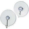 2 Pz Ventose In Plastica Trasparente Per Vetrine Con Gancio D. 4cm Appendicartello 1