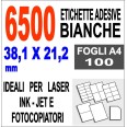 Etichette Adesive 38,1x21,2 Su Carta A4 100 Ffogli 6500 Etichette Laser Inkjet Fotocopiatrice 1