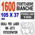 Etichette Adesive 105x37 Scatola 100 Fogli A4 1600 Etichette Stampa Laser E Inkjet 1