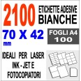 Etichette Adesive 70x42 Scatola 100 Fogli A4 2100 Etichette Stampa Laser E Inkjet 1