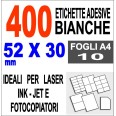 Etichette Adesive Bianche 52x30 Opaca 10 Fogli Stampanti Laser Inkjet Fotocopiatrice 1