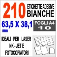 Etichette Adesive Bianche 63 5x38 1 Opaca 10 Fogli Stampanti Laser Inkjet Fotocopiatrice 1
