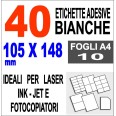 Etichette Adesive Bianche 10x15 Opaca 10 Fogli Stampanti Laser Inkjet Fotocopiatric 1