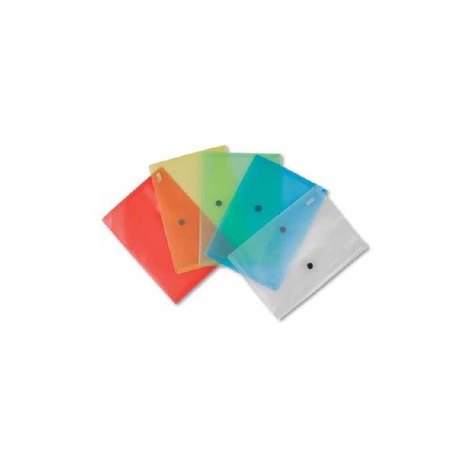 5 Pezzi Buste Con Bottone A4 Semi Trasparenti 5 Colri Assortiti 21x9 7 Bottone In Plastica 1