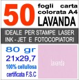50 Fogli Carta Lavanda A4 80gr Risma 50ff Monocolore 1
