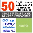 50 Fogli Carta Verde Pisello A4 80gr Risma 50ff Monocolore 1