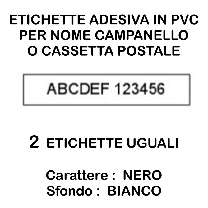 Targa Adesiva Nome Citofono E Cassetta Postale 2 Pezzi In Plastica Lucida Bianco E Carattere Nero 1