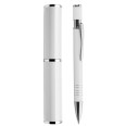 Penna A Sfera A Scatto Venus Con Porta Penna In Alluminio Colore Bianco 1