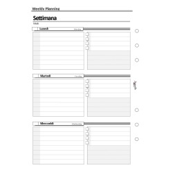 Ricambio agenda organizer acquisti non dimenticare settimanale 15x21cm A5 6fori 30fogli 1 2