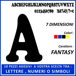 10 Pezzi Tra Numeri Lettere E Simboli Adesivi Serie Fantasy In Plastica Semilucida 2