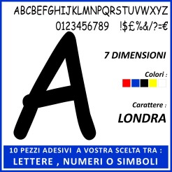 10 Pezzi Tra Numeri Lettere E Simboli Adesivi Serie Londra In Plastica Semilucida 1