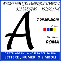 10 Pezzi Tra Numeri Lettere E Simboli Adesivi Serie Roma In Plastica Semilucida 1