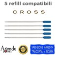 Refill Ricambio Penna Compatibile Tipo Cross Punta 5 Pezzi M Blu Ricarica Per Penne Tipo Cross 1