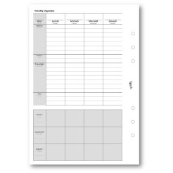 Ricambio agenda organizer appuntamenti note 15x21cm A5 6fori 30fogli 1 2